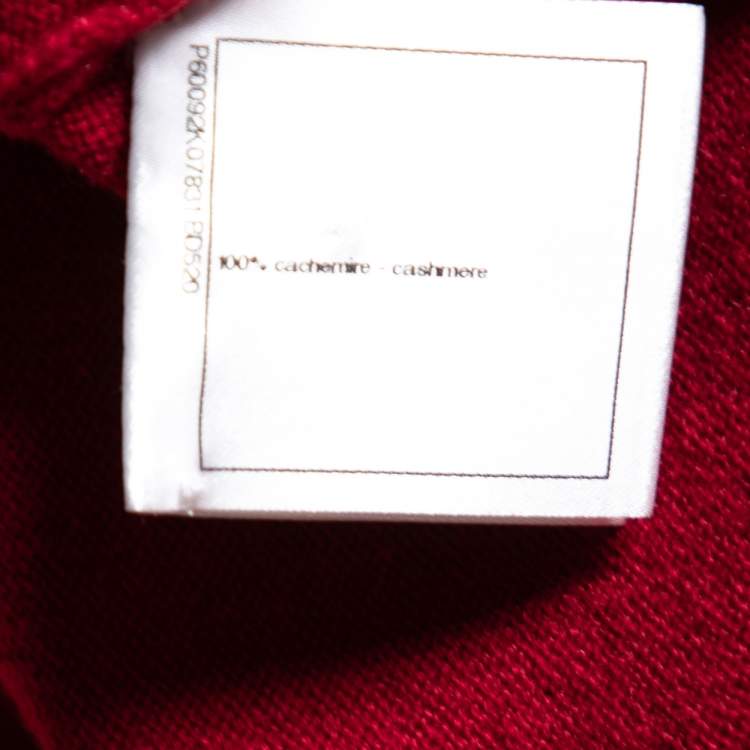 Pre Owned Chanel Red Cashmere Button Front Long Sleeve Cardigan S