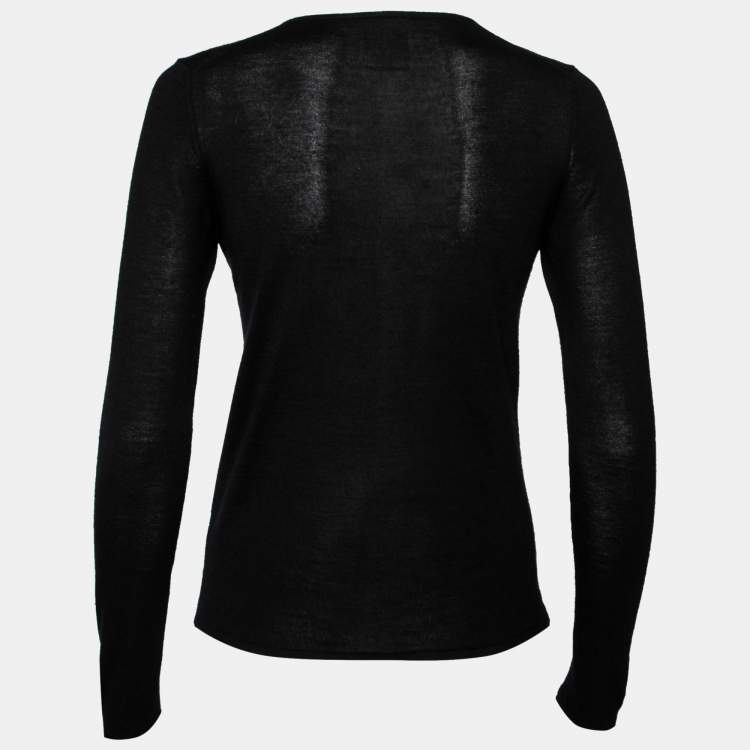 Pre Owned Chanel Black Cashmere Hardware Appliqued Sweater M