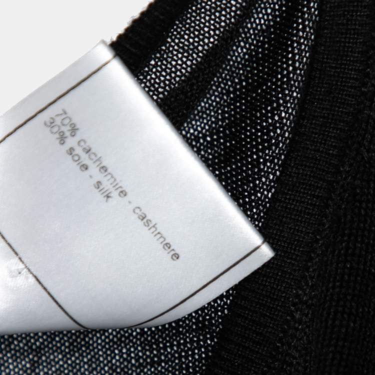 Pre Owned Chanel Black Cashmere Hardware Appliqued Sweater M