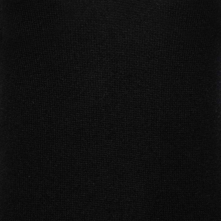 Pre Owned Chanel Black and Brown Cashmere Front Pocket Cap Sleeve Dress S