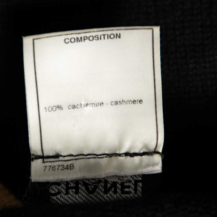 Pre Owned Chanel Black and Brown Cashmere Front Pocket Cap Sleeve Dress S