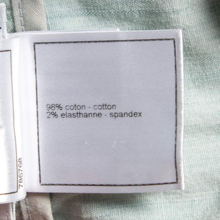 Pre Owned Chanel Blue Cotton Flared Hem Trousers S