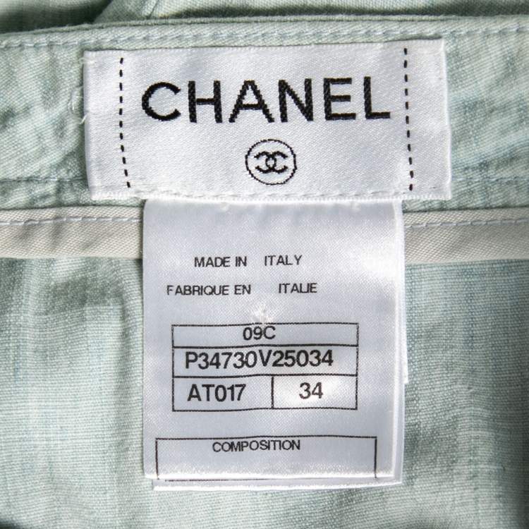 Pre Owned Chanel Blue Cotton Flared Hem Trousers S