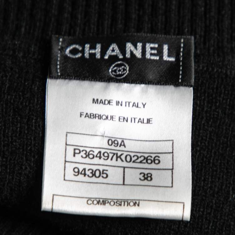 Pre Owned Chanel Black Knit Belted Midi Dress M