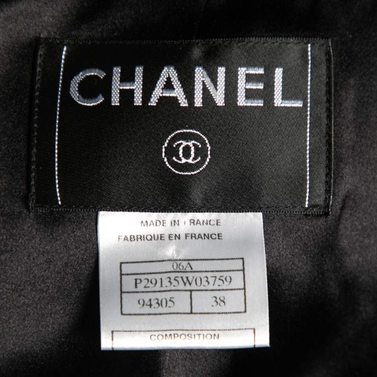 Pre Owned Chanel Black Textured Wool Long Sleeve Blazer M