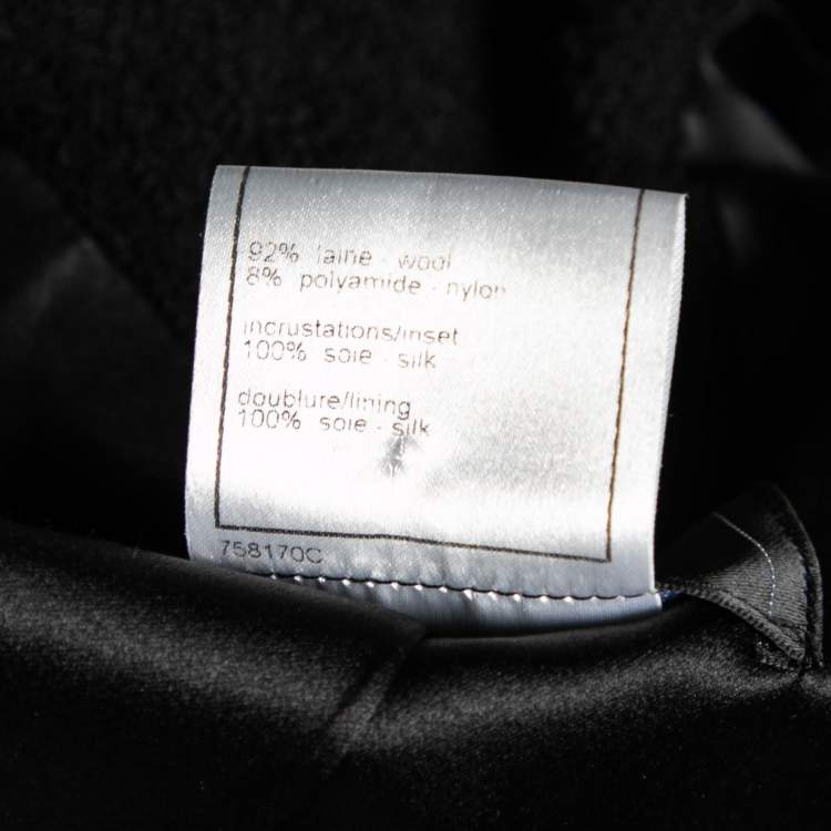 Pre Owned Chanel Black Textured Wool Long Sleeve Blazer M