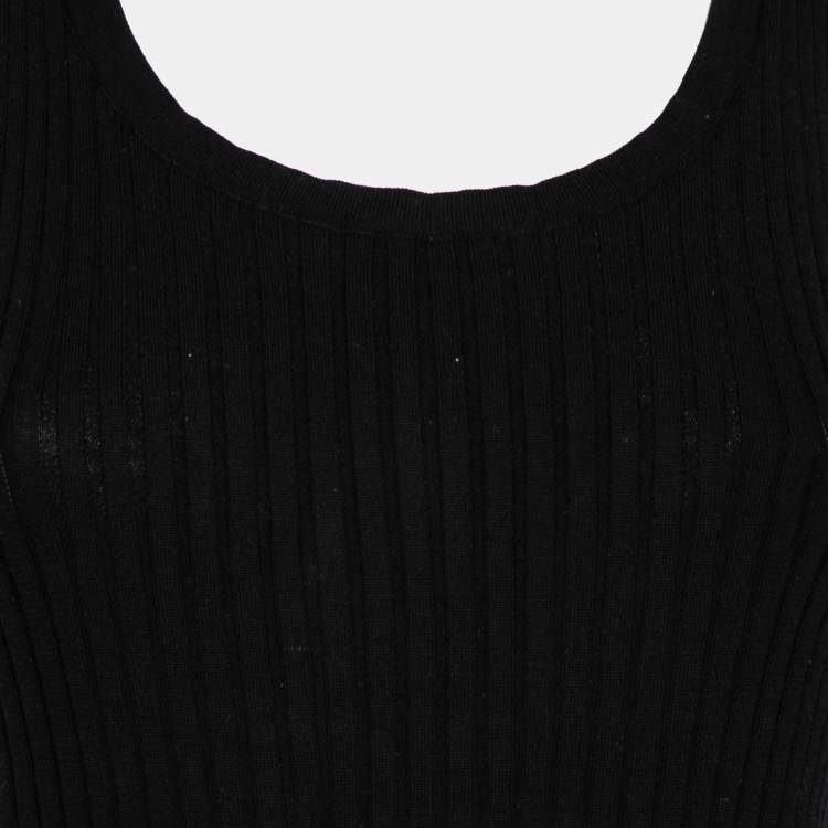 Pre Owned Chanel Black Knit Sleeveless Tank Top M 