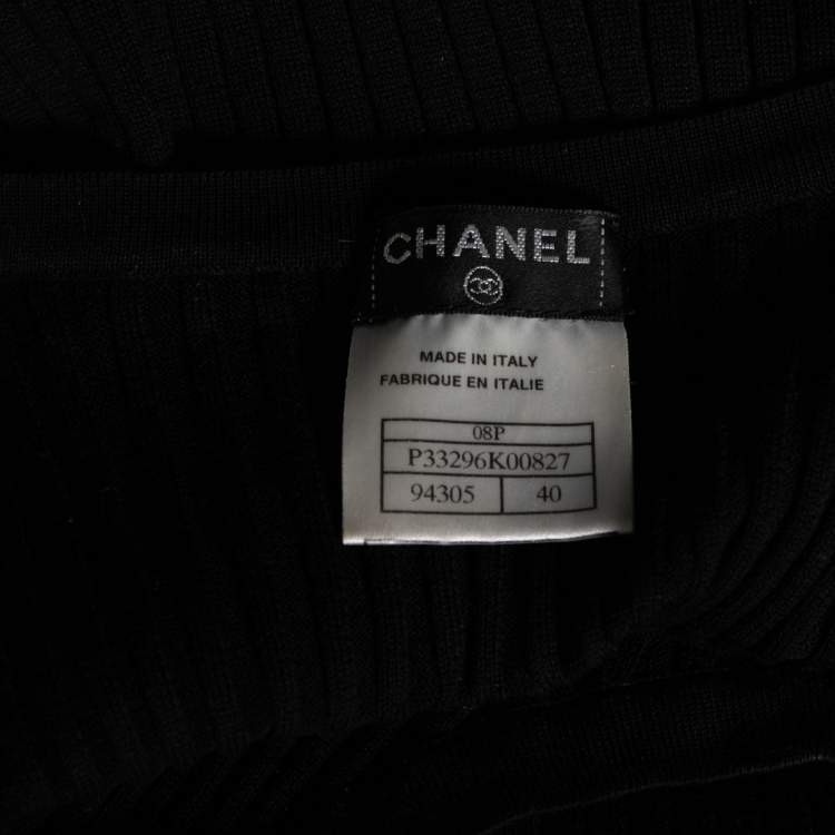 Pre Owned Chanel Black Knit Sleeveless Tank Top M 