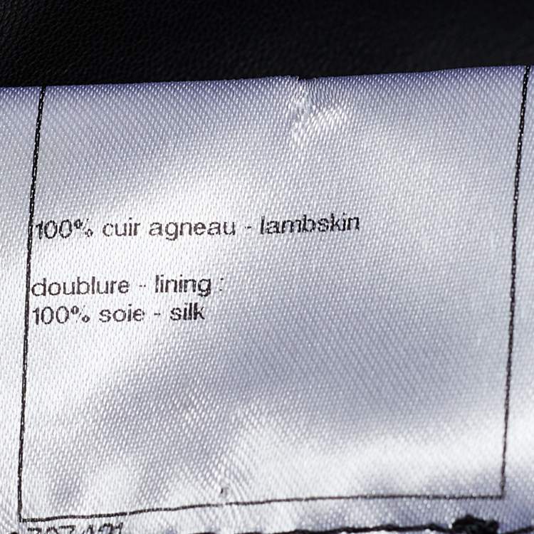 Pre Owned Chanel Black Leather Chain Embellished Pencil Skirt S