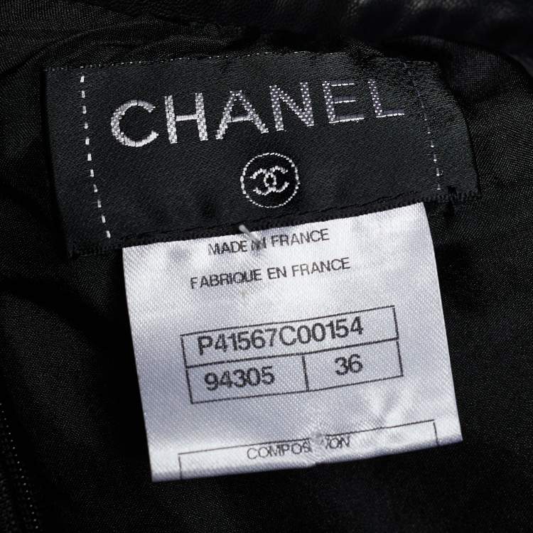 Pre Owned Chanel Black Leather Chain Embellished Pencil Skirt S