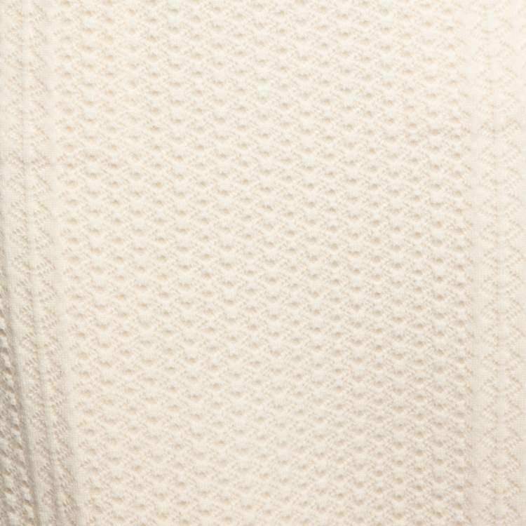 مملوكة مسبقًا Chanel Cream Patterned Cashmere Pocket Detailed Skirt L