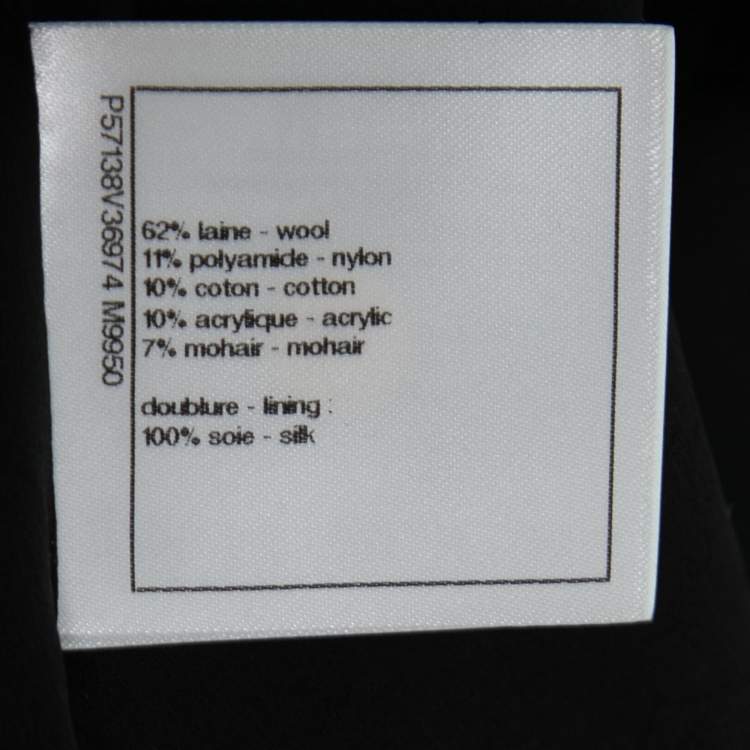 مملوكة مسبقًا Chanel Black Tweed Pleat Trimmed Button Front Coat L