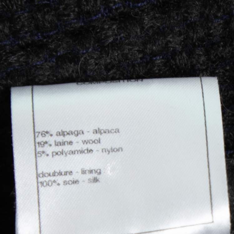 Pre Owned Chanel Black Alpaca Wool Chain Trimmed Open Front Jacket L