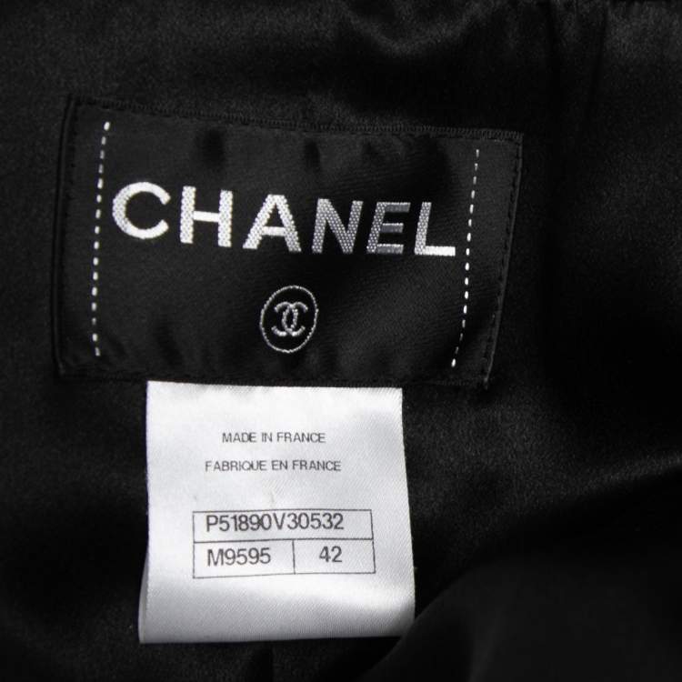 Pre Owned Chanel Black Alpaca Wool Chain Trimmed Open Front Jacket L