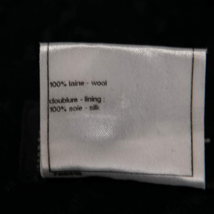 Pre Owned Chanel Black Patterned Wool Open Front Blazer & Pencil Skirt Set M