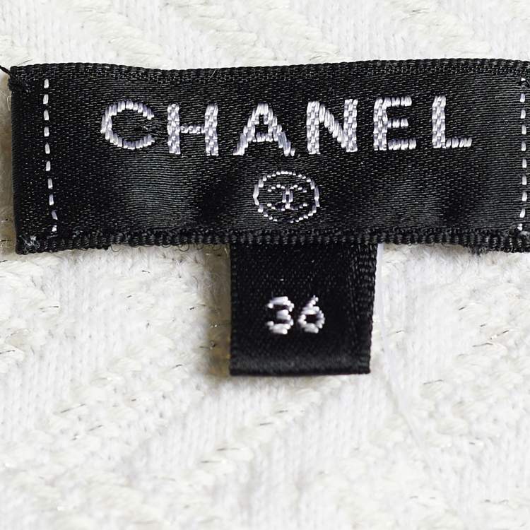 Pre Owned Chanel White Cotton Jacquard Embroidered Vest S