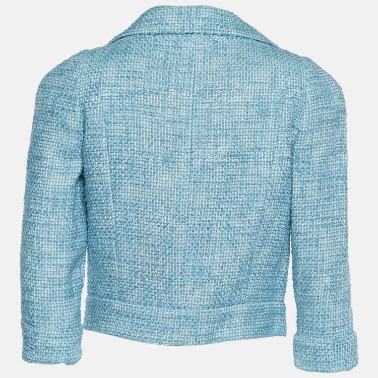 Chanel Blue Tweed Cropped Jacket S Chanel