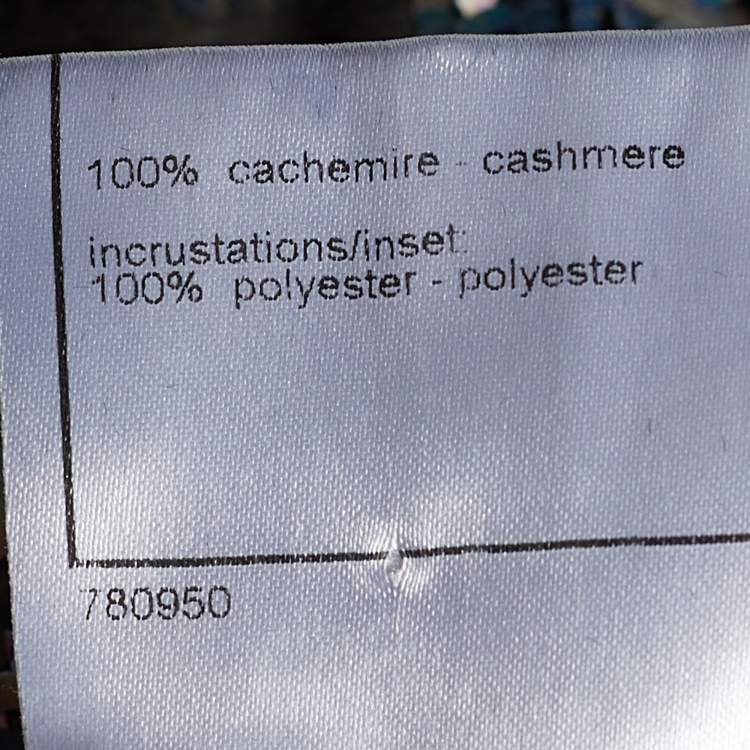 Pre Owned Chanel Beige & Grey Sequined Grid Button Front Cardigan M