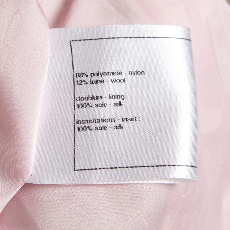 Pre Owned Chanel Pink Tweed Floral Brooch Detail Button Front Jacket M