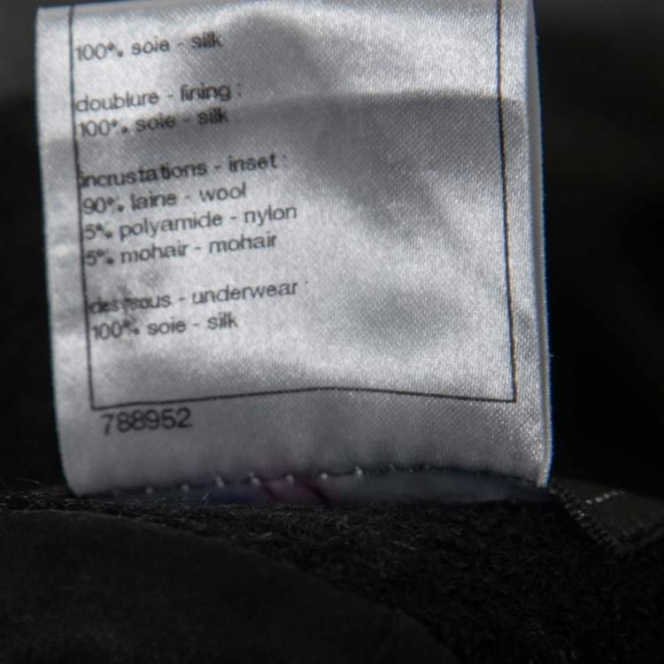 Pre Owned Chanel Black Silk & Wool Trimmed Skirt S 