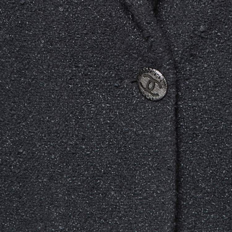 Pre Owned Chanel Black Tweed Long Sleeve Jacket M