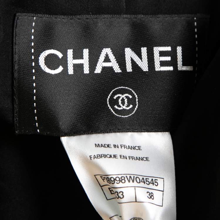 Pre Owned Chanel Black Tweed Long Sleeve Jacket M