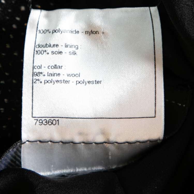 Pre Owned Chanel Black Tweed Long Sleeve Jacket M