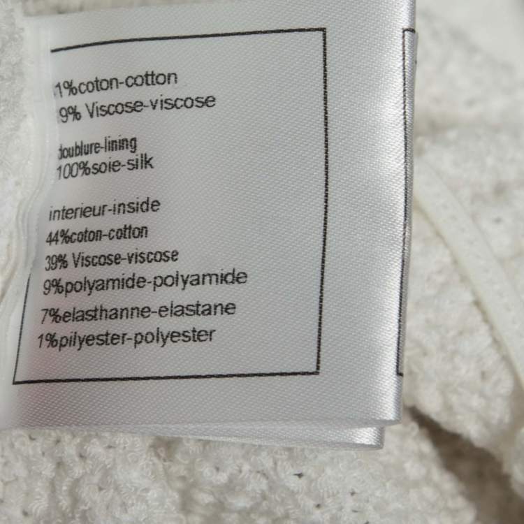 Pre Owned Chanel White Cotton Knit Ruched Off-Shoulder Top M