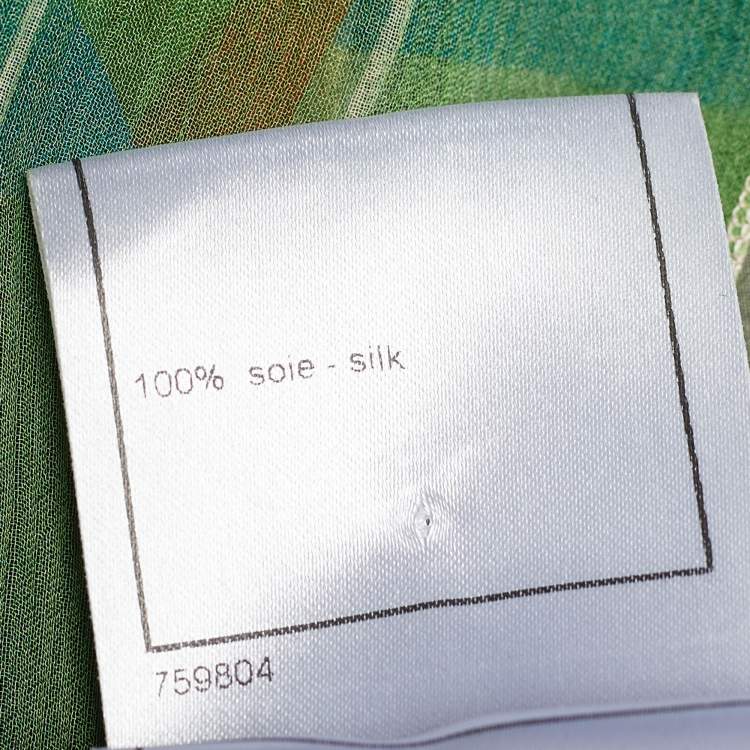 Pre Owned Chanel Multicolour Silk Plisse Stripes Print Tie Up Blouse M