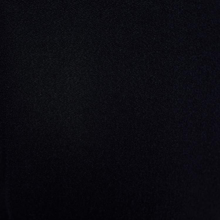 Pre Owned Chanel Navy Blue Wool & Silk Trim Tie Front Dress S