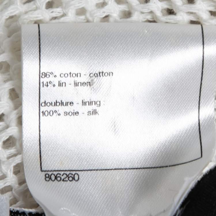 Pre Owned Chanel White Perforated Knit Sleeveless Dress L