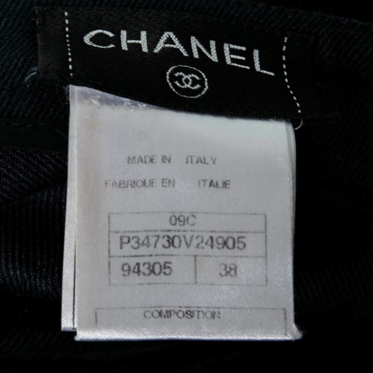 Pre Owned Chanel Navy Blue Denim Palazzo Pants M