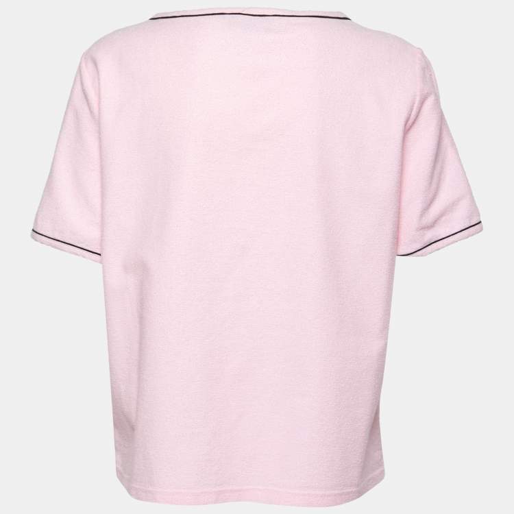 Pre Owned Chanel Pink Terry Knit La Pausa T-Shirt L