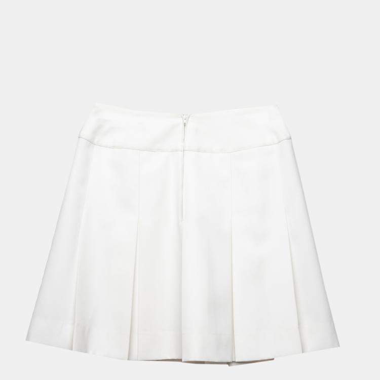 Chanel Pleated White Mini Skirt M (FR 38)