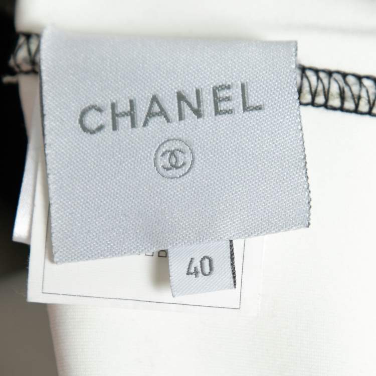 Pre Owned Chanel Silver Neoprene & Mesh Trim Zip Front Cropped Jacket M