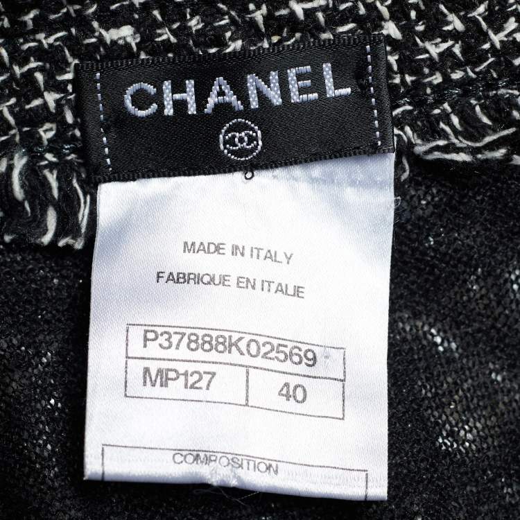 Pre Owned Chanel Monochrome Checkered Sequin Mini Dress M