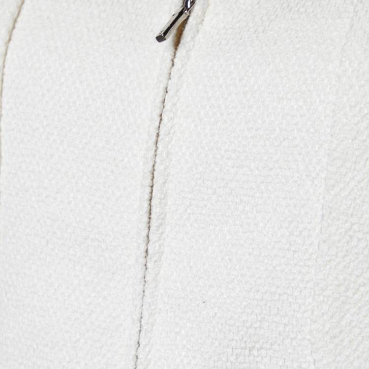 Pre Owned Chanel Off- White Tweed Skirt Suit M