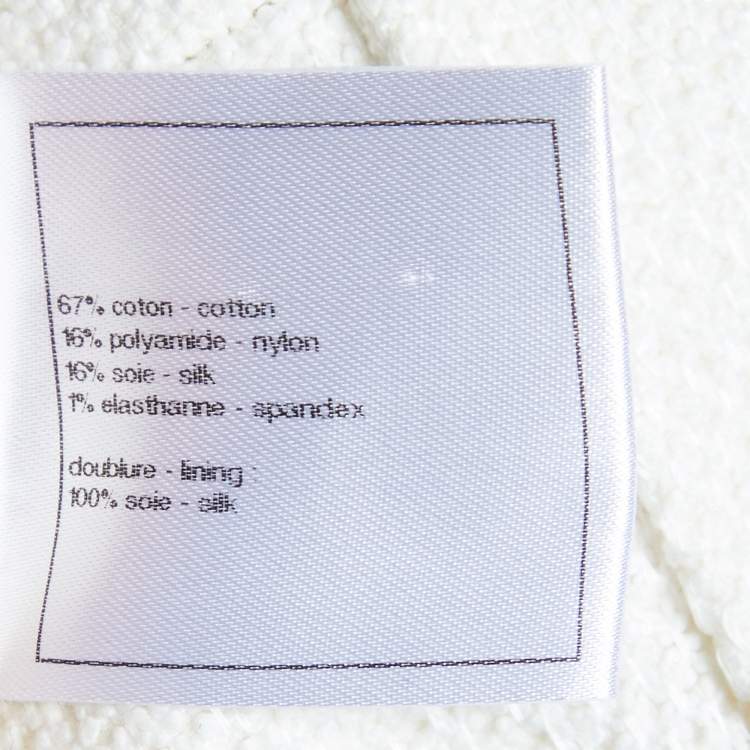 Pre Owned Chanel Off- White Tweed Skirt Suit M