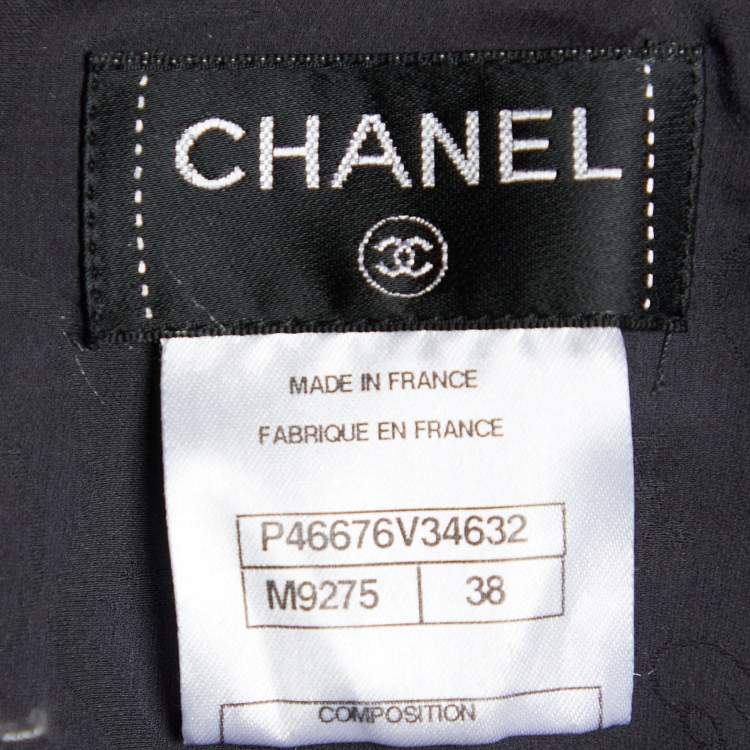 Pre Owned Chanel Monochrome Tweed Pencil Skirt M