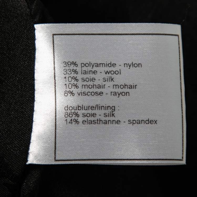 Pre Owned Chanel Black Tweed Zip-Detail Single-Button Jacket L