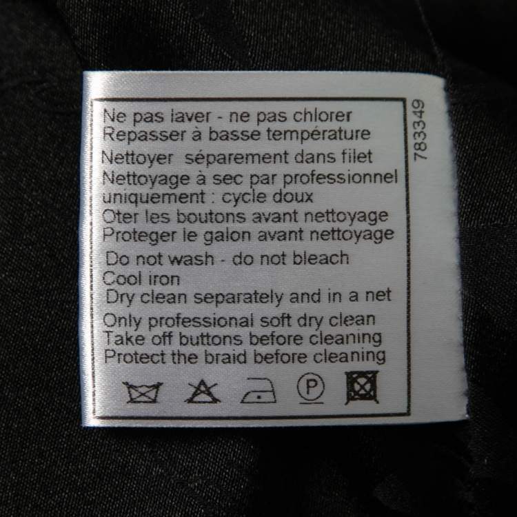 Pre Owned Chanel Black Tweed Zip-Detail Single-Button Jacket L