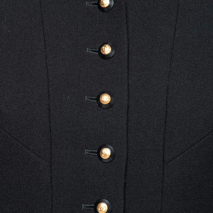 مملوكة مسبقًا Chanel Vintage Black Wool Button Front Jacket S