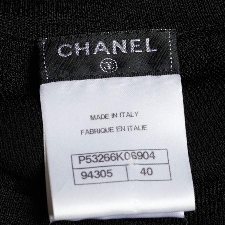 Pre Owned Chanel Black Knit Asymmetrical Long Sleeve Top M