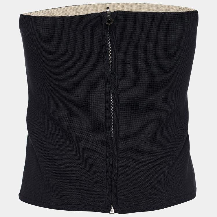 Pre Owned Chanel Black CC Knit Strapless Tube Top M
