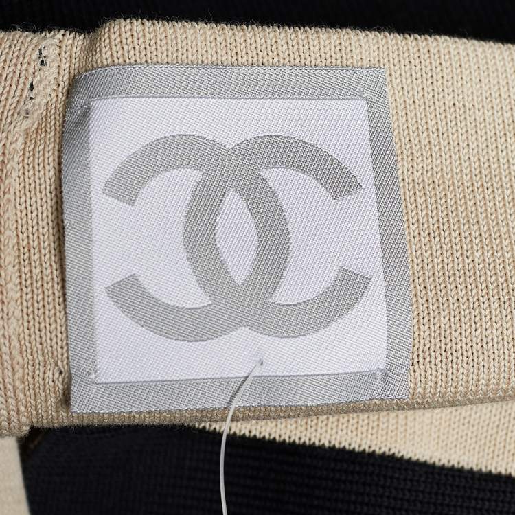 Pre Owned Chanel Black CC Knit Strapless Tube Top M