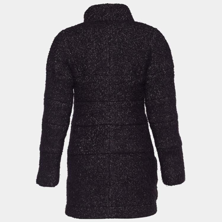 Pre Owned Chanel Purple Tweed Zip Front Mid Length Coat M