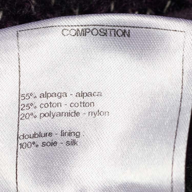 Pre Owned Chanel Purple Tweed Zip Front Mid Length Coat M