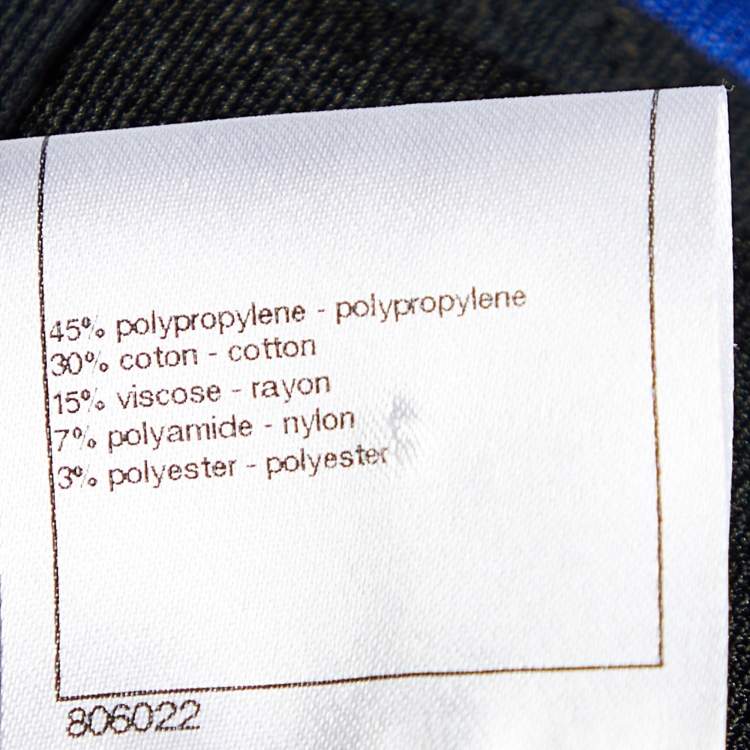 Pre Owned Chanel Blue Checked Knit Strapless Mini Dress M