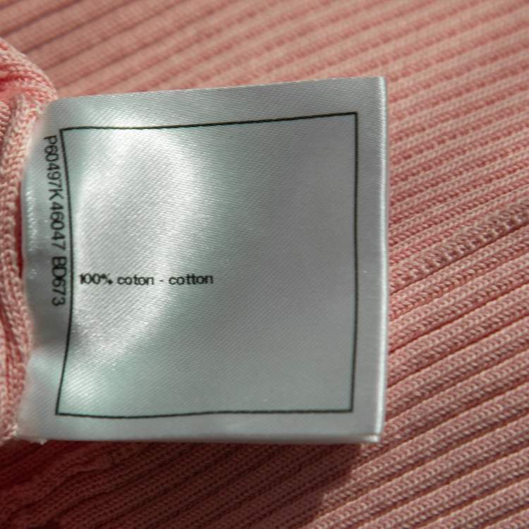 Pre Owned Chanel Pink Knit La Pausa Pearl Button Cardigan M