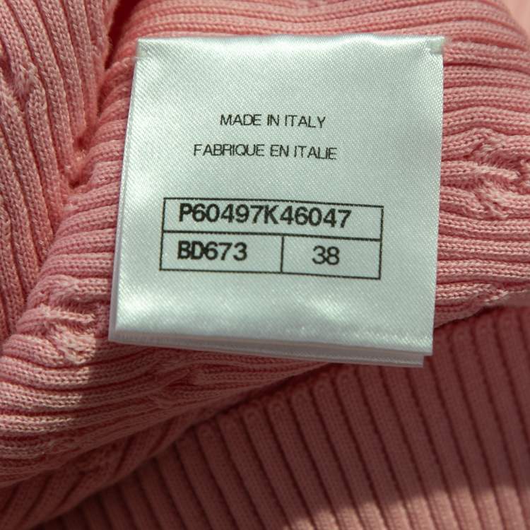 Pre Owned Chanel Pink Knit La Pausa Pearl Button Cardigan M